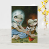 "Schneeweiß und Rose Rot" Grußkarte Karte (Gelbe Blume)