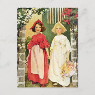 Schneeweiß und Rose rot Postkarte
