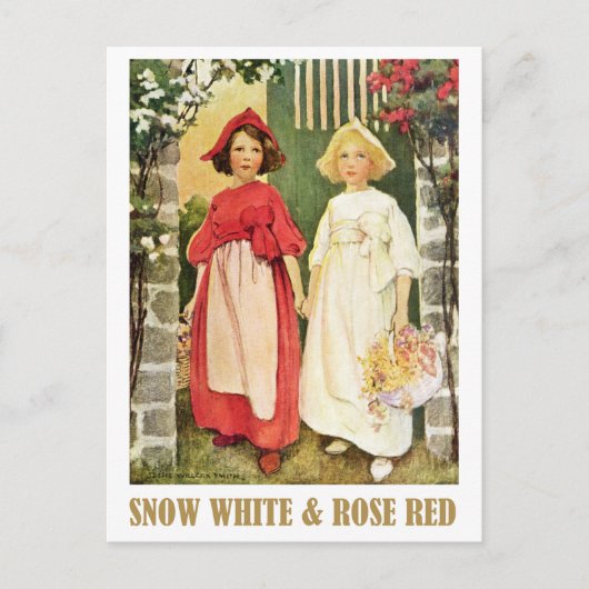 Schneeweiß und Rose rot Postkarte (Vorderseite)