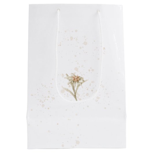 Schneeweiße Edelweiss Weihnachten Mittlere Geschenktüte (Rückseite)
