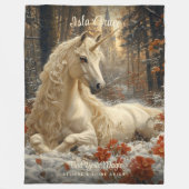 Schneeweiße Einhorn Wintermärchen Burg Fleecedecke (Vorderseite)