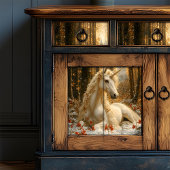 Schneeweiße Einhorn Wintermesse Schloss Maggiore Seidenpapier