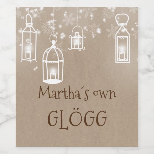 Schneeweiße Laternen Weinetikett (Einzelnes Label)