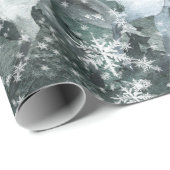 Schneeweiße Pferde Winterwald Bergwald Geschenkpapier (Rolleneckpunkt)