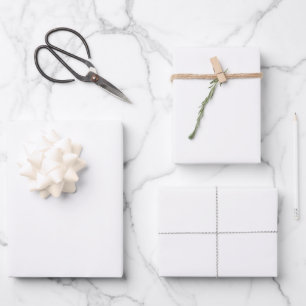 Schneeweiße Solid Color Classic elegant Geschenkpapier Set