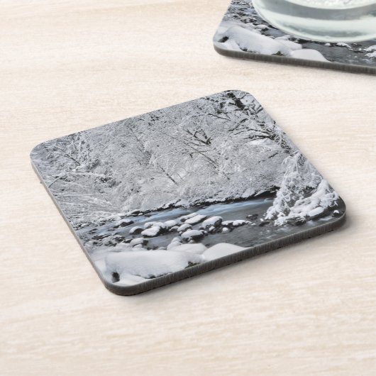 Schneeweißer Bach landschaftlich, Oregon Getränkeuntersetzer (Linke Seite)