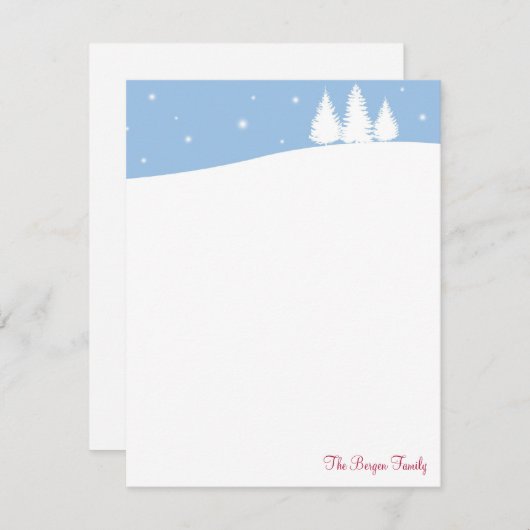 Schneeweißer Winterbaum Blumenurlaub Dank Karte (Vorne/Hinten)