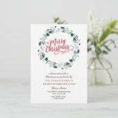 Schneeweißreath Frohe Weihnachtsferien Party Einladung (Stehend Vorderseite)