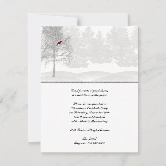 Schneeweißwald mit rotem Kardinal Einladung (Vorderseite)