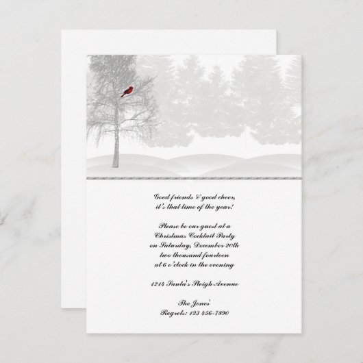 Schneeweißwald mit rotem Kardinal Einladung (Vorne/Hinten)