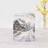 Schneewelt Hütte Landschaft Weihnachten Karte (Gelbe Blume)