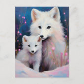 Schneewinter-Arkisfuchs Moderne Kunst Postkarte (Vorderseite)