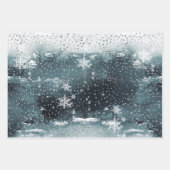 SchneeWinter Bergwald Silberner Schneefall Geschenkpapier Set (Vorderseite 2)
