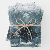 SchneeWinter Bergwald Silberner Schneefall Geschenkpapier Set (Beispiel)