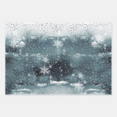 SchneeWinter Bergwald Silberner Schneefall Geschenkpapier Set (Vorderseite)