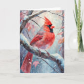Schneewinter Kardinal Moderne Kunst Karte (Vorderseite)