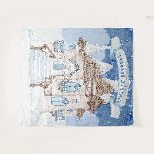 Schneewinterburg Foto Stand Hintergrund Wandteppich (Vorderseite (Horizontal))