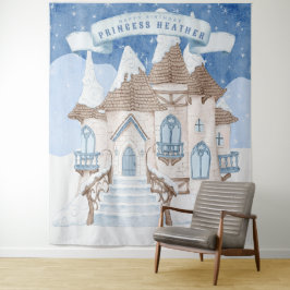 Schneewinterburg Foto Stand Hintergrund Wandteppich
