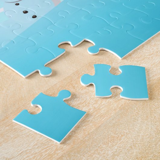 Schneewinterhütte und Niedlicher Schneemann Puzzle (Seite)