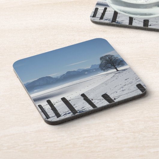 Schneewinterland Landschaft Foto Getränkeuntersetzer (Linke Seite)