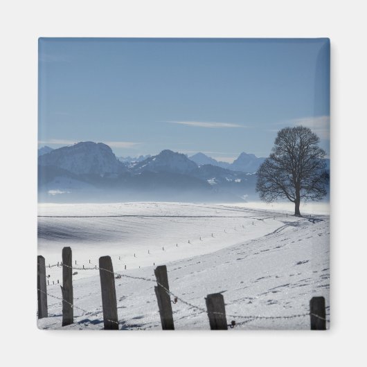 Schneewinterland Landschaft Foto Magnet (Vorne)