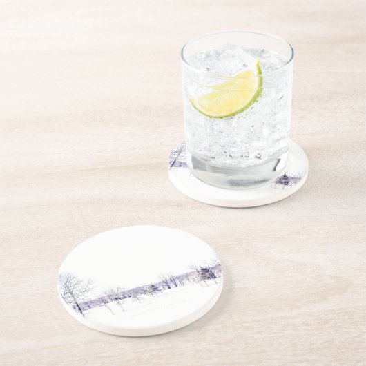 Schneewinterlandschaft Getränkeuntersetzer (Seite)