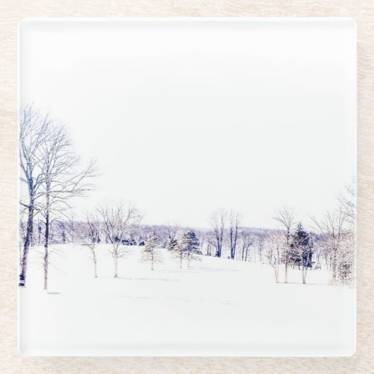 Schneewinterlandschaft Glasuntersetzer (Vorderseite)