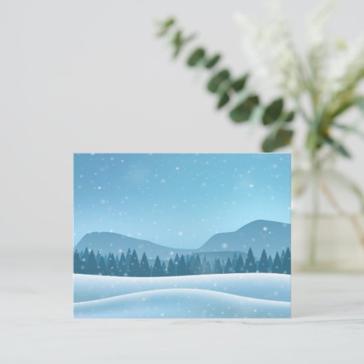 Schneewinterlandschaft Postkarte (Stehend Vorderseite)