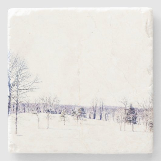 Schneewinterlandschaft Steinuntersetzer (Vorderseite)