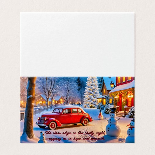 Schneewinternachtszene Weihnachtskarte (Außenseite Aufgefaltet)