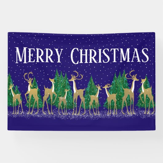 Schneewinters im Wald | Blau | Banner (Horizontal)