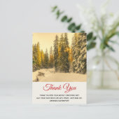 Schneewinterweg mit Pinienbäumen Danke Postkarte (Stehend Vorderseite)