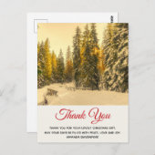 Schneewinterweg mit Pinienbäumen Danke Postkarte (Vorne/Hinten)