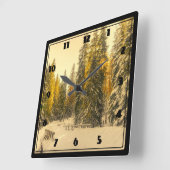 Schneewinterweg mit Pinienbäumen Quadratische Wanduhr (Winkel)