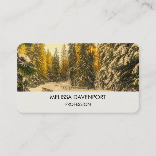 Schneewinterweg mit Pinienbäumen Visitenkarte (Vorderseite)