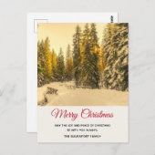 Schneewinterweg mit Pinienbäumen Weihnachten Postkarte (Vorne/Hinten)