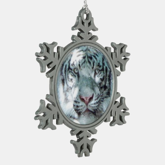 Schneewittchen-Tiger Schneeflocken Zinn-Ornament (Links)