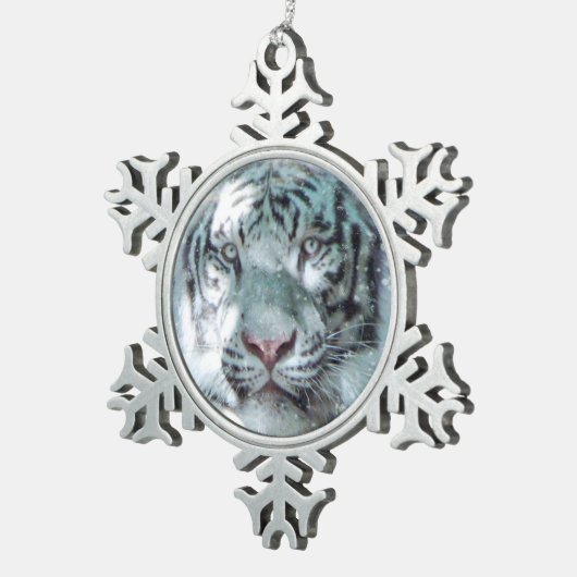 Schneewittchen-Tiger Schneeflocken Zinn-Ornament (Rechts)