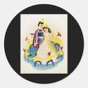 Schneewittchen und die sieben Zwerge Runder Aufkleber