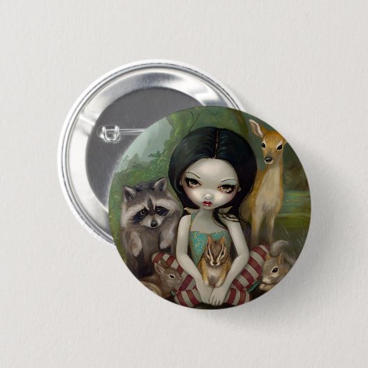 "Schneewittchen- und ihre Tierfreund-" Knopf Button (Vorne & Hinten)