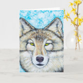 Schneewolf Karte (Gelbe Blume)