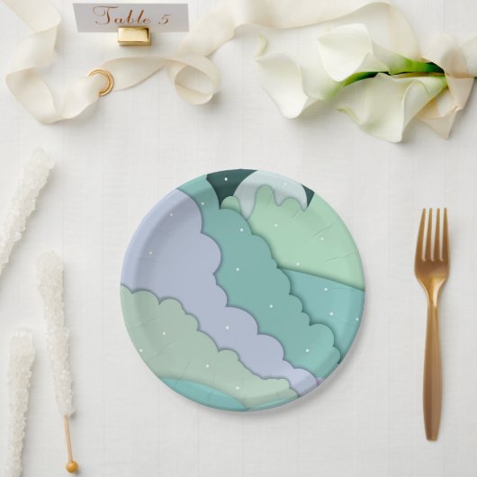 Schneewolken - Blauer Himmel Pappteller (Hochzeit)
