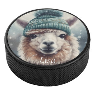 Schneewollalpaka-Wintersport mit individuellem Nam Eishockey Puck