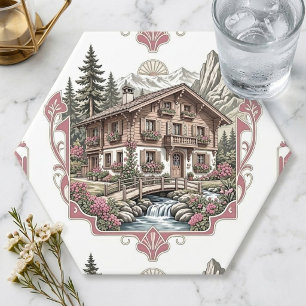 Schneid Alpines Landhaus Kiefern Bäume Vintage Untersetzer