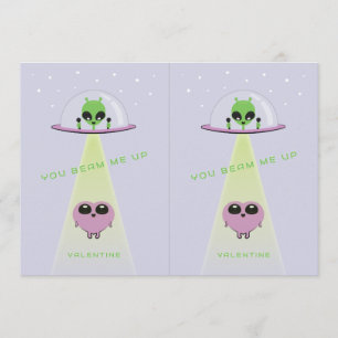 Schneidbare UFO-Kinder-Valentinskarten   Lila Dankeskarte
