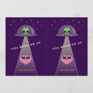 Schneidbare UFO-Kinder-Valentinskarten Lila & Ro Dankeskarte