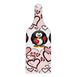 Schneidbrett aus Glas Valentinstag Pinguin Schneidebrett
