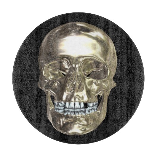 Schneidbrett mit Chrome-Totenkopf Schneidebrett (Vorderseite)