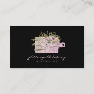 Schneidbrett Roségold Glitter Bäckerei Kochen Visitenkarte