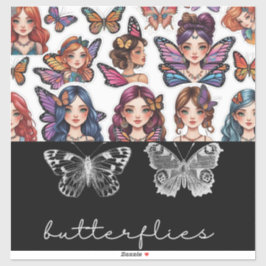 Schneide Vinyl Sticker Butterfly Frau. Sei ein